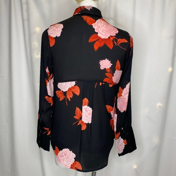 Who What Wear Floral Rose Button Down Blouse Top - Picture 6 of 7